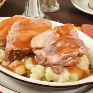 Roast Pork with Mashed Potatoes and Gravy