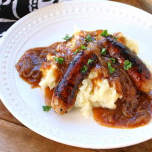 Bangers Mash & Gravy, Some Cooking skills Needed.